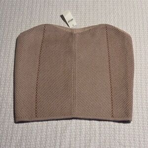 Aerie Beige Tan Sweetheart Strapless Tube Top Sweater Bustier Large NWT